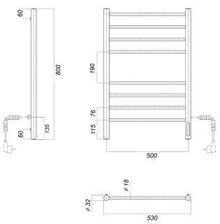 Полотенцесушитель электрический Domoterm Медея DMT П8 500х800 EK R белый